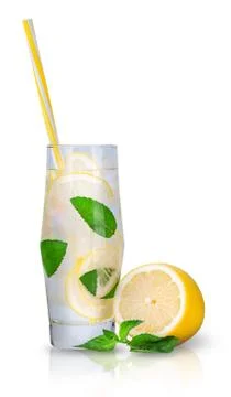 Lemonade with mint and ice Stock Photos
