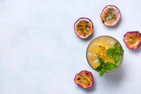 Lemonade with passion fruit Stock Photos