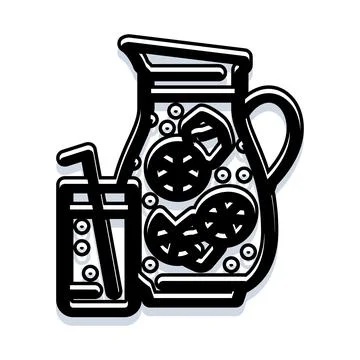 Lemonade pitcher and glass refreshing beverage icon Stock Illustration