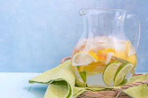 Lemonade pitcher with lemon, orange, lime slices Stock-Fotos