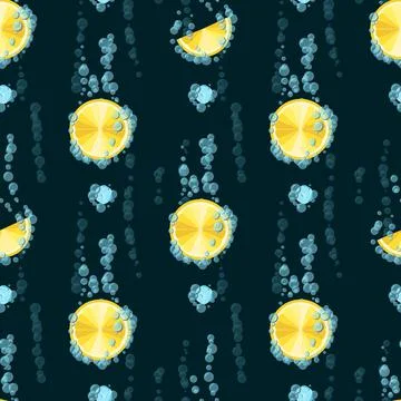 Lemonade print. seamless pattern with lemon and ice cubes Stock-Illustration