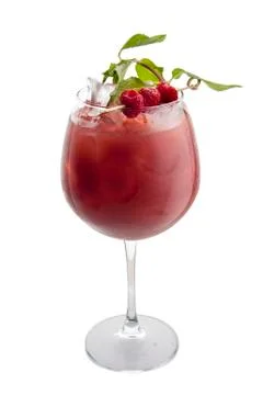 Lemonade raspberry on white background Stock Photos