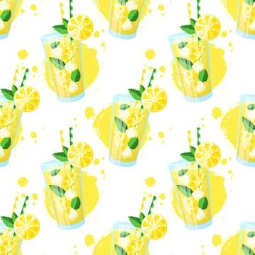 Lemonade seamless pattern. Vector background. Stock Illustration