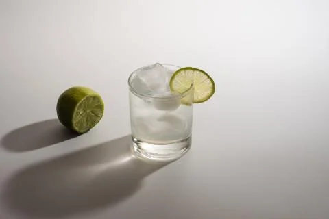 Lemonade with slice lime on white background. Foto stock