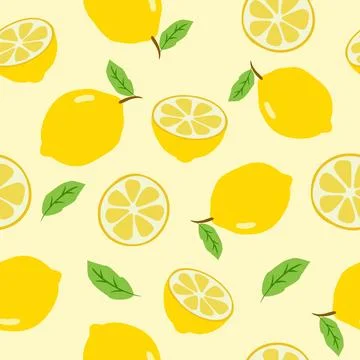 Lemonade slices seamless pattern cartoon summer background. Stockillustratie