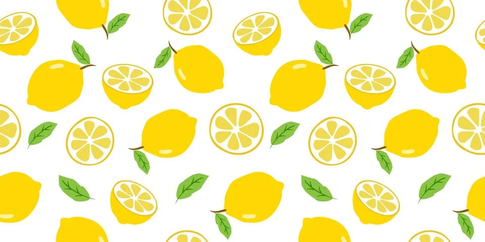 Lemonade slices seamless pattern cartoon summer background. Stock Illustration