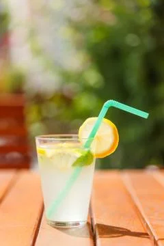 Lemonade squash with lemon slice Stock Photos