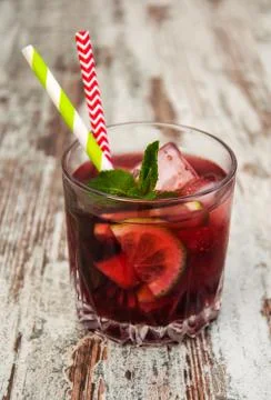 Lemonade with srtawberries Stock Photos