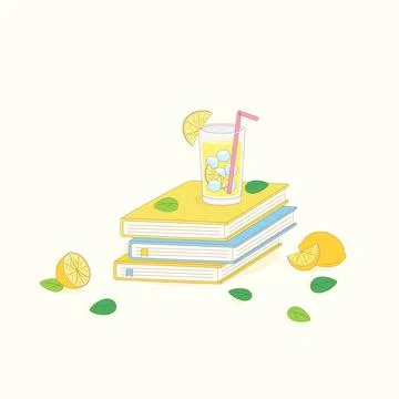 Lemonade stack books Stock Illustration
