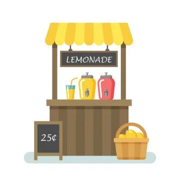 Lemonade stand flat illustration Illustrazione stock