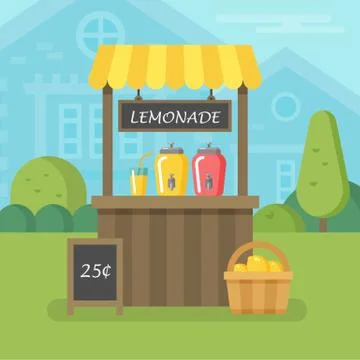 Lemonade stand flat illustration Stock Illustration