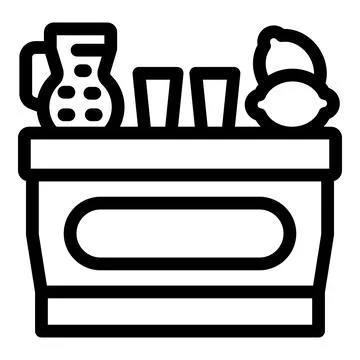 Lemonade stand offering refreshing summer drinks with lemons and pitcher Stock Illustration