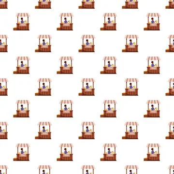 Lemonade stand pattern repeating on white background Stock Illustration