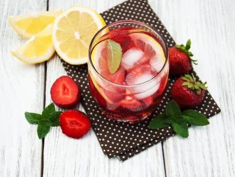 Lemonade with strawberries Stock Photos