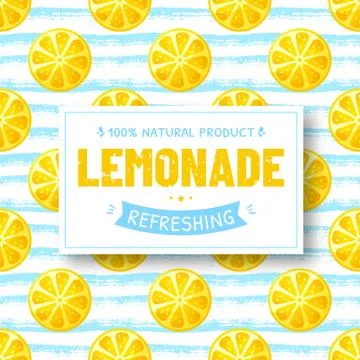 Lemonade - vector banner with seamless lemons background. Stock Illustration