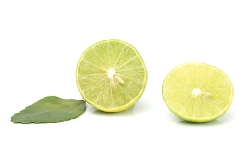 Lemond with leaf isolated on white background Stock Photos