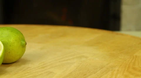 Lemons against the backdrop of fireplaces Stock Footage 52931640