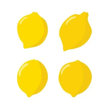 Lemons are bright in a flat style. A set of lemons highlighted on a white bac Stock Illustration