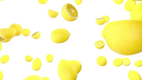 Lemons are falling. White background. Healthy food. The ingredient. Video stock 257626665