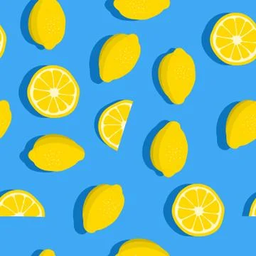 Lemons background. Seamless pattern with fresh fruits. Vector illustration Stock Illustration
