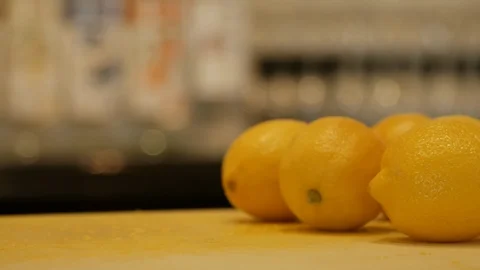 Lemons on bar close up move Stock Footage 112141151