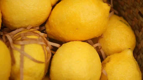 Lemons in the basket Stock Footage 90350058