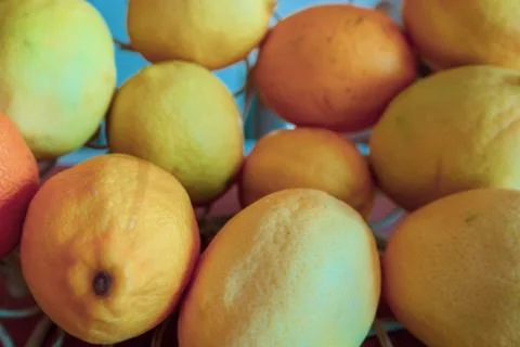 Lemons in the basket Stock Photos