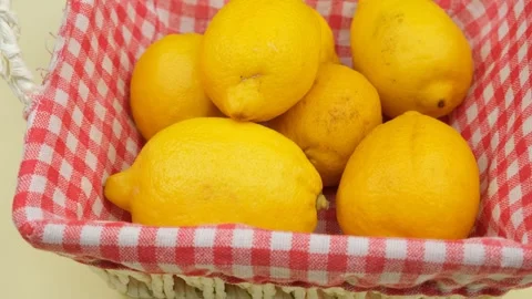 Lemons basket rotating Video stock 243165662