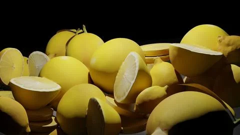 Lemons on Black Background Stock-Illustration