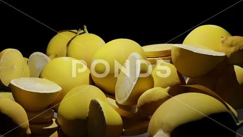 Lemons on Black Background