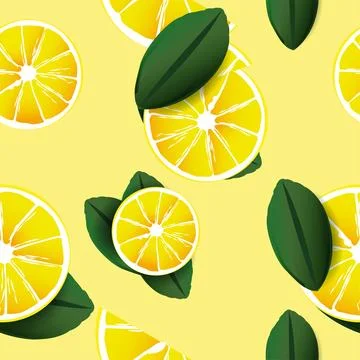 Lemons with black background pattern Stock Illustration