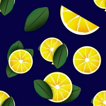 Lemons with black background seamless pattern Stock Illustration