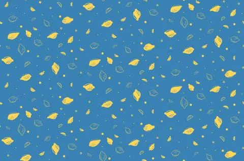Lemons on blue background seamless pattern. Vector illustration. Eps 10 Illustrazione stock