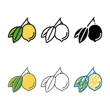 Lemons citrus with leaf color icon series vector Stock Illustration