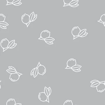 Lemons citrus with leaf line seamless pattern Stock Illustration