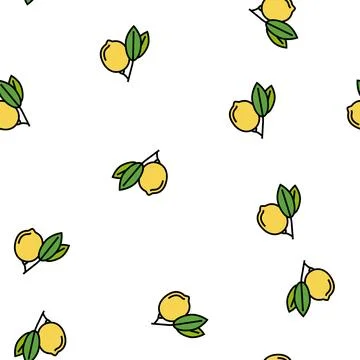 Lemons citrus with leaf vector seamless pattern 스톡 일러스트