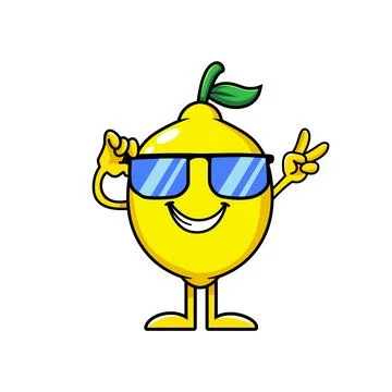 Lemons cool eyeglass cartoon vector Stock Illustration