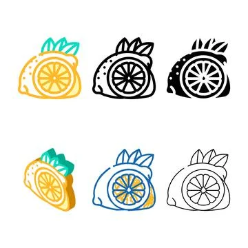 Lemons cut forms color icon vector Stock Illustration