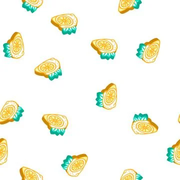 Lemons cut isometric icon seamless pattern Stock Illustration