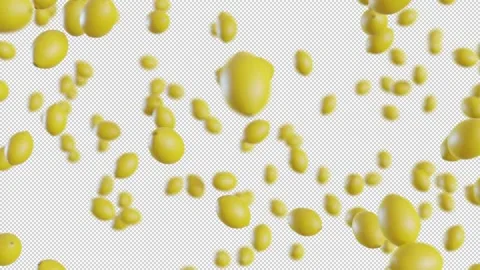 Lemons fall on a transparent background. Infinitely looped animation Stock Footage 225112303