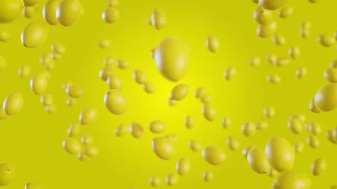 Lemons fall on a yellow background. Infinitely looped animation Stock Footage 225690139