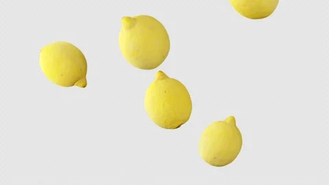 Lemons falling down in slow motion on transparent background. 스톡 동영상 252362194