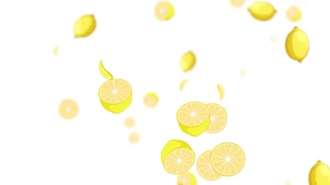 Lemons Falling on a White Background Stock Footage 304024034