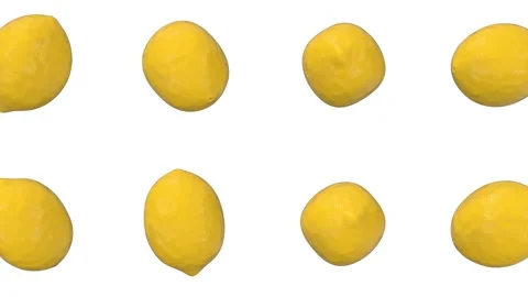 Lemons Falling on a White Background. Stylized Lemons 3D Animation. 4K Vidéo 310430118