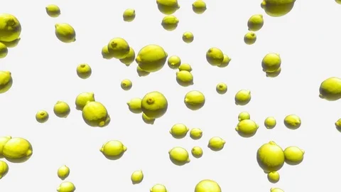 Lemons Floating on a White Background 库存影片 72299624