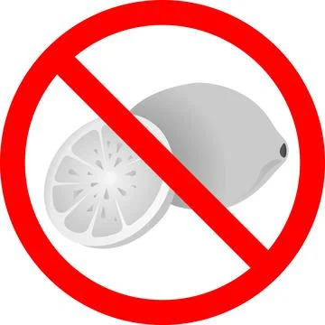 Lemons with a forbidden sign. Vector illustration. Stock Illustration