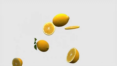 Lemons fountain – 3d render with alpha channel. Видео 333969985