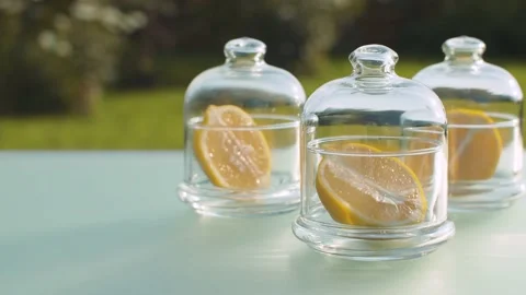Lemons in glass jars Stock Footage 137118404