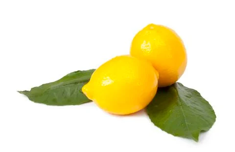 Lemons with leaves Foto stock
