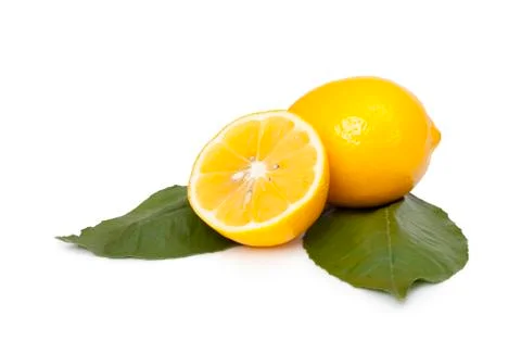 Lemons with leaves 库存照片